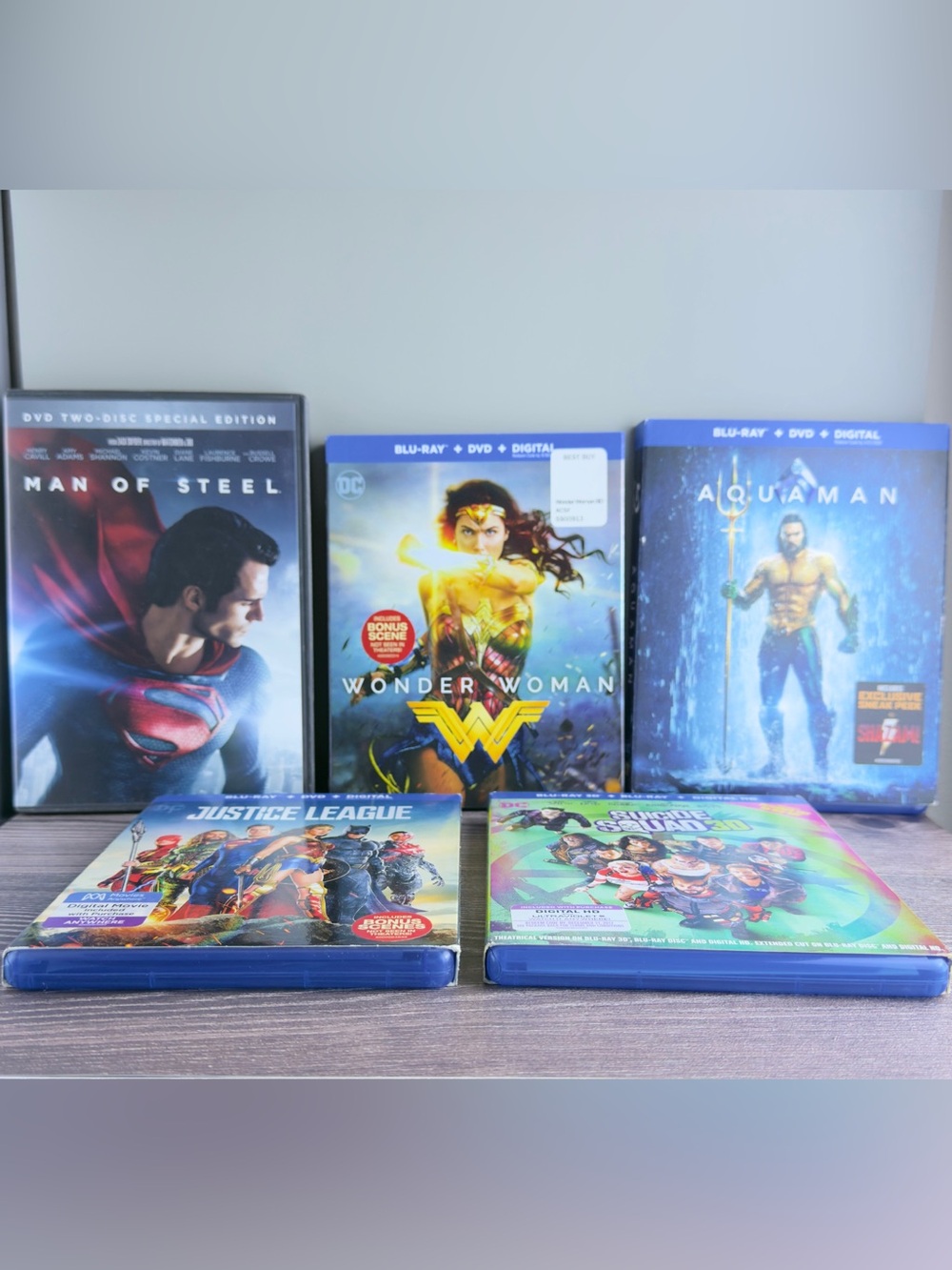 DC Movie Lot of 5 – Man of Steel, Wonder Woman, Aquaman, JL, Suicide Squad